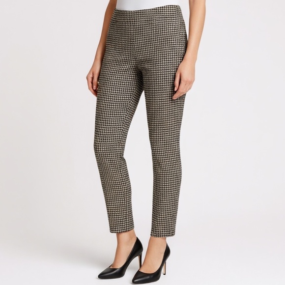 NWT Rafaella Women’s Slim Ankle Pants  Size 8 – Houndstooth Pattern Black/Stone - Picture 1 of 4